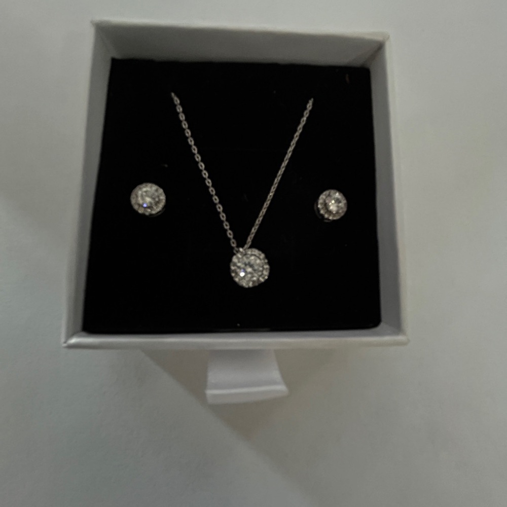 Silver necklace and earrings